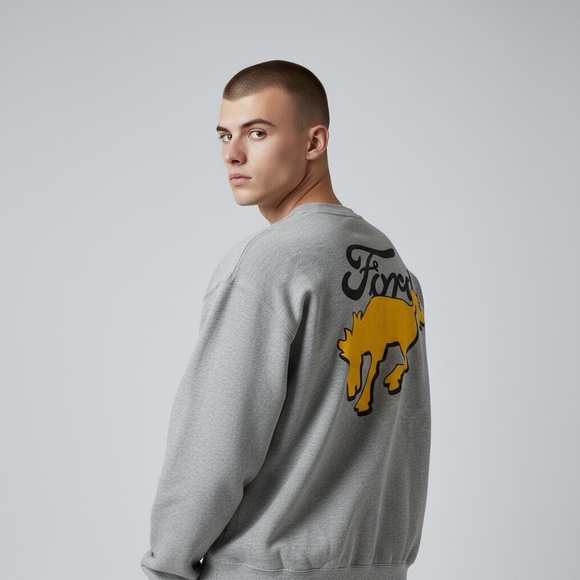 Ford Official Bronco Gray and Yellow Crewneck Sweatshirt large Vintage - Picture 4 of 8